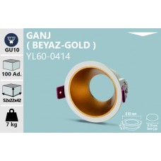 GANJ DEKORATİF YUVARLAK BEYAZ - GOLD KASA